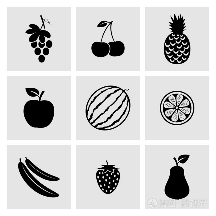 矢量水果圖標集 文化用品中的清新設(shè)計元素
